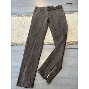 Scotch Soda Amsterdam Couture Brown 100% Cotton Pants Jean Ankle Zip Womens Sz M